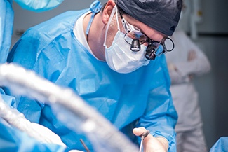 Dentist performing procedure