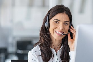 helpful front desk person on headset