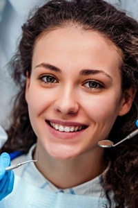 woman smiling at dental office